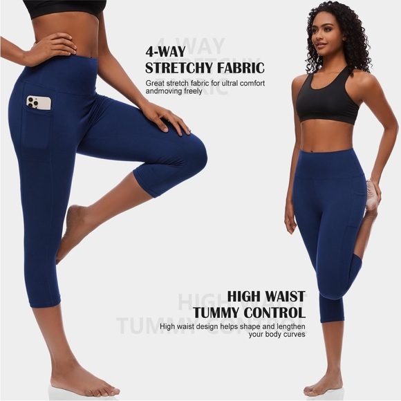 High-Waisted Navy capris with Pockets - Picture 8 of 8